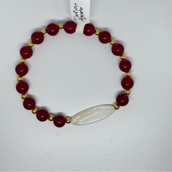 Mother of pearl and Agate bracelet handmade - Picture 3 of 6
